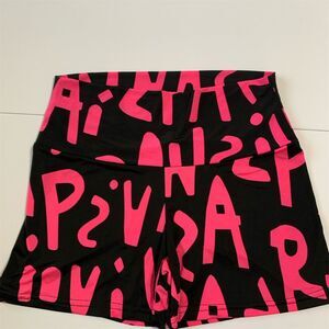 Pickyboo Women's Graffiti Print‎ Leggings Size S Neon Pink & Black